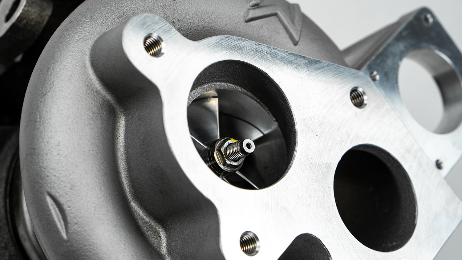 The 6x6 billet compressor wheel is designed to optimize the air coming into the larger cover