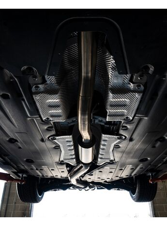 Carefully sized resonators for a drone free system with a catted down-pipe