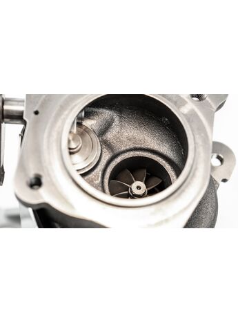 A variant of our 9-blade turbine wheel helps increase exhaust flow through the large turbine housing