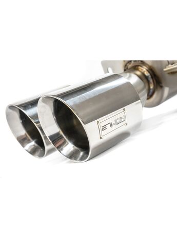 Dual 4" tips with double walled construction for a demanding presence