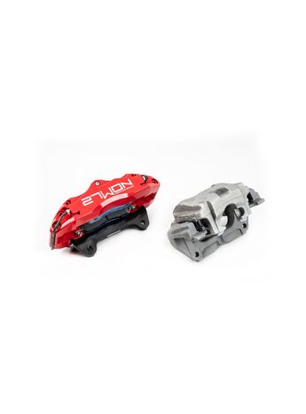 Despite being taller and wider the 27WON caliper comes in a pound less then the OEM unit