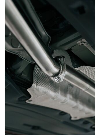 2.5inch stainless piping is finished in a brushed look for durability