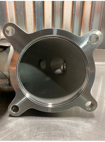 HUGE!!! 95mm opening to reduce backpressure and have a greater pressure delta across the turbine housing and downpipe inlet