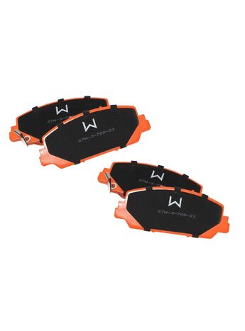 A complete axle set with 4 total brake pads per kit