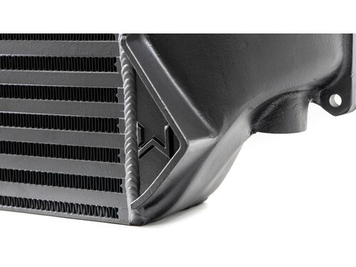 Larger 10.3mm intercooler core runners decrease pressure drop and increase cooling efficiency