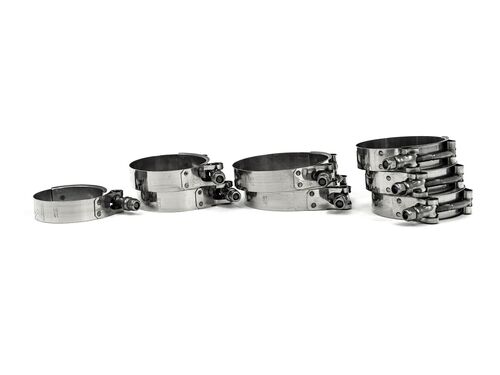 Stainless steel T-bolt clamps included with every kit