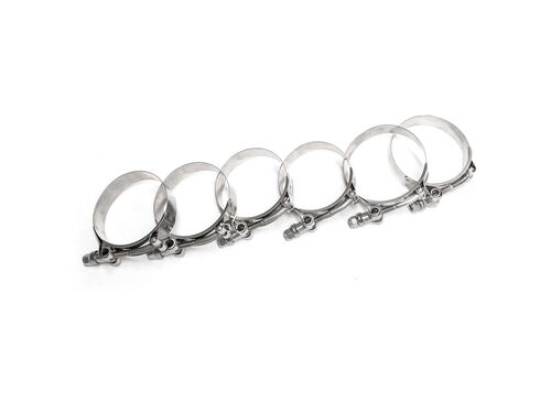 Stainless steel clamps offer that professional look and hold up to higher boost pressures