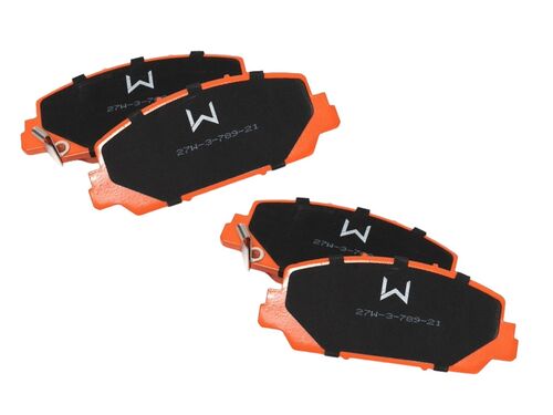 A complete axle set with 4 total brake pads per kit