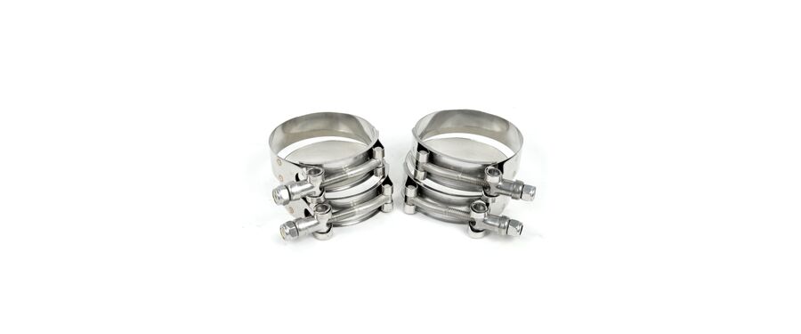 Stainless steel T-bolt clamps included with every kit