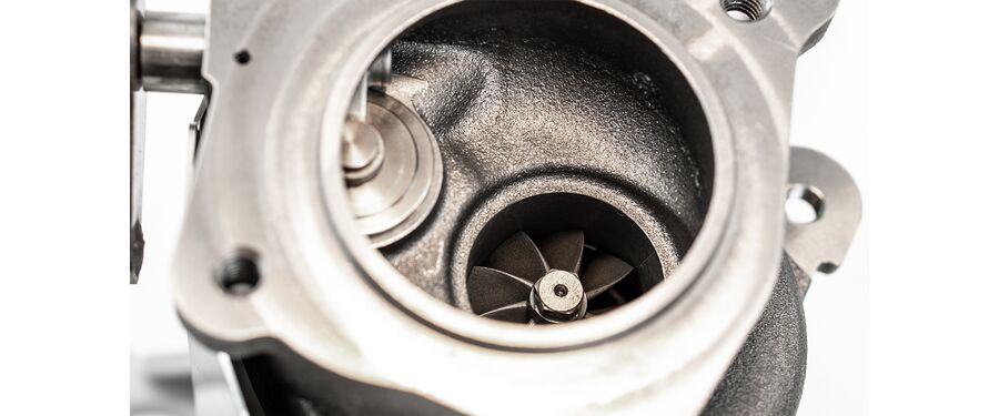 A variant of our 9-blade turbine wheel helps increase exhaust flow through the large turbine housing