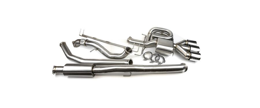 100% T304 Stainless Steel from downpipe to tips