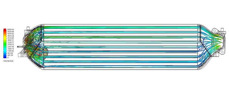 Internal air foils allow for even flow across the entire core. This provides increased efficiency and more power